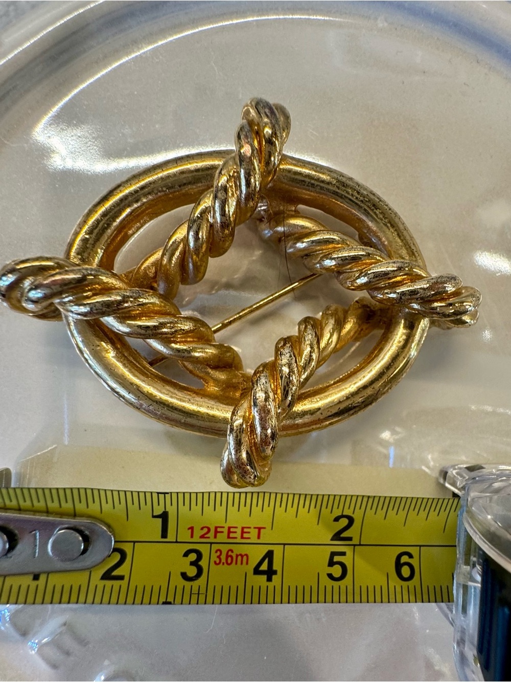 Givenchy Vintage Gold-Tone Twisted Rope Oval Brooch - Picture 2 of 3